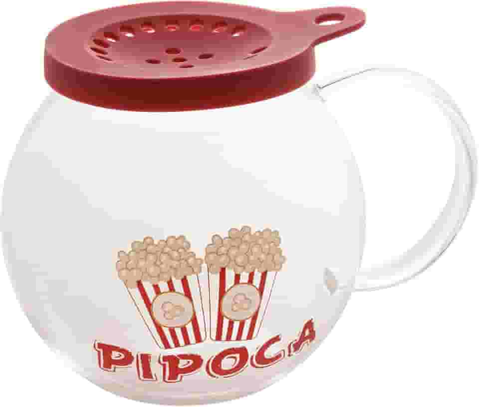 LYOR - Pipoqueira de Vidro Borossilicato Com Tampa de Silicone Para Micro-ondas 1,8L - Itens Para Casa - Utilidades Domésticas - Utensílios de Cozinha - Enxoval - Cinema em Casa - Pipoca Saudável