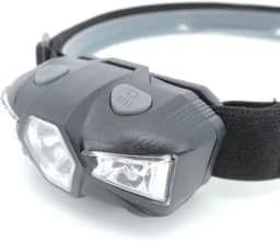 Lanterna de Cabeça LED 300 Lumens, Luz Branca e Vermelha, Modo SOS, Ajustável, Bateria AA