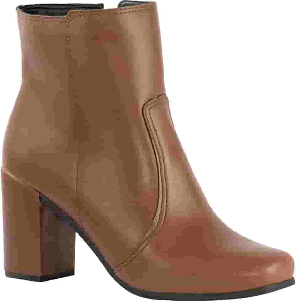 Coturno Salto Alto Grosso Confortável Bota Cano Curto Zíper