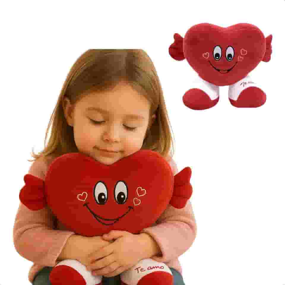 Coração de Pelúcia Te Amo 22cm Antialérgico Fofinho Presente Romântico Criativo para Namorada Namorado Criança Pelúcia Infantil Presente dia das crianças Natal Ano Novo