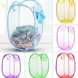 Cesto Multiuso Flexível Dobrável 50cmx30cm Organizador Roupas Brinquedos Tela Mesh Sortido Com Alças Para Transporte