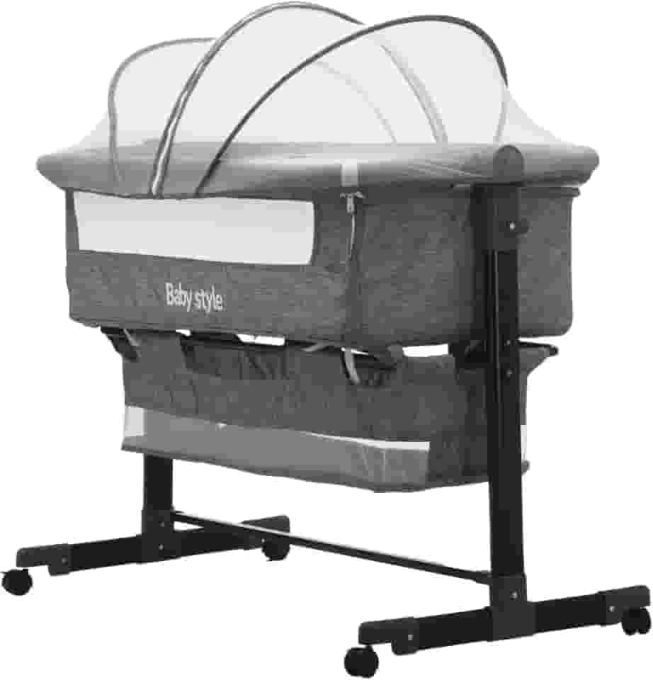 Berço 6 em 1 Portátil Moises Com Mosquiteiro De Bebê Acopla Na Cama (Cinza)