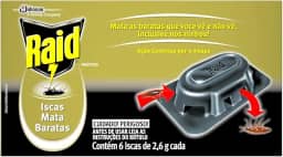 Raid Inseticida Isca Mata Barata, 3 Meses de Proteção, 6 Unidades