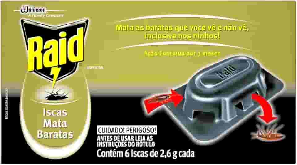 Raid Inseticida Isca Mata Barata, 3 Meses de Proteção, 6 Unidades