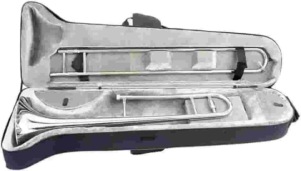 Trombone Emajor B-alto, trombone de banda profissional de instrumento musical, latão, com estojo (branco)