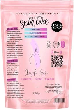 Argila Rosa Mascara Facial 100% Natural Em Po 200gr SkinCare Para Todos Os Tipos De Pele