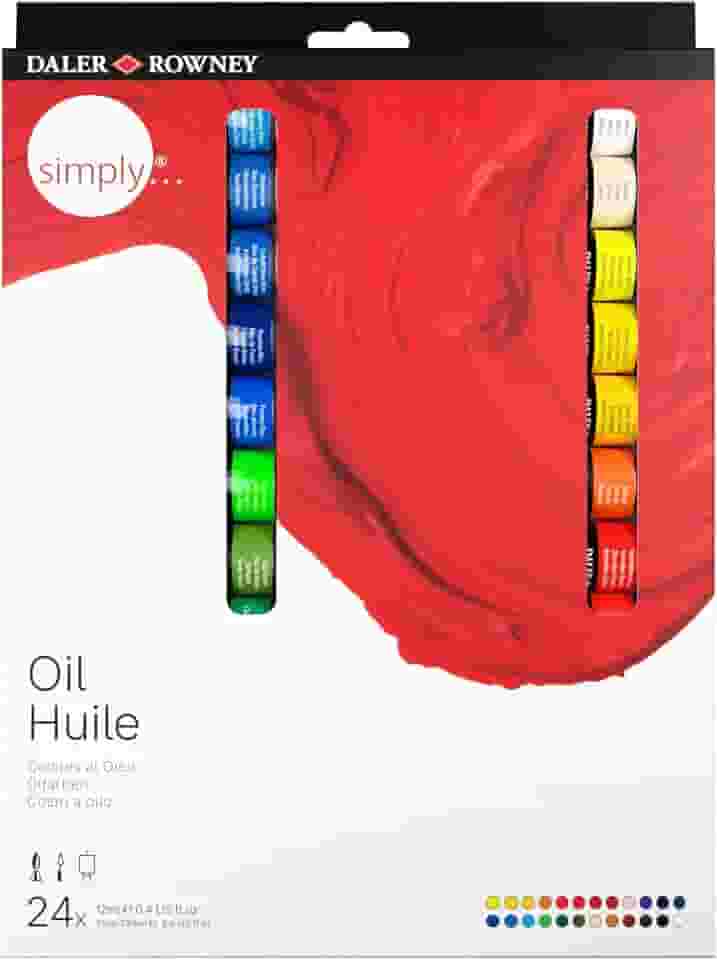 DALER ROWNEY Simply Óleo, Estojo de Tintas a Óleo em Bisganas 12 ml, 24 Cores