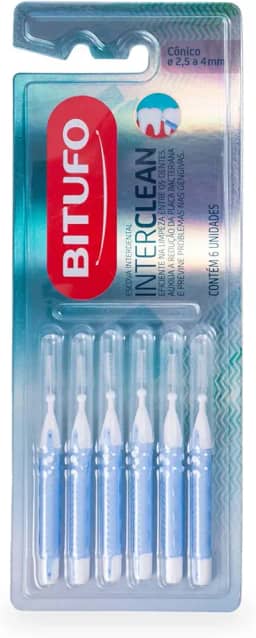 Escova Interdental Bitufo Interclean Cônico 2, 5 a 4 milímetros 6 unidades, Bitufo