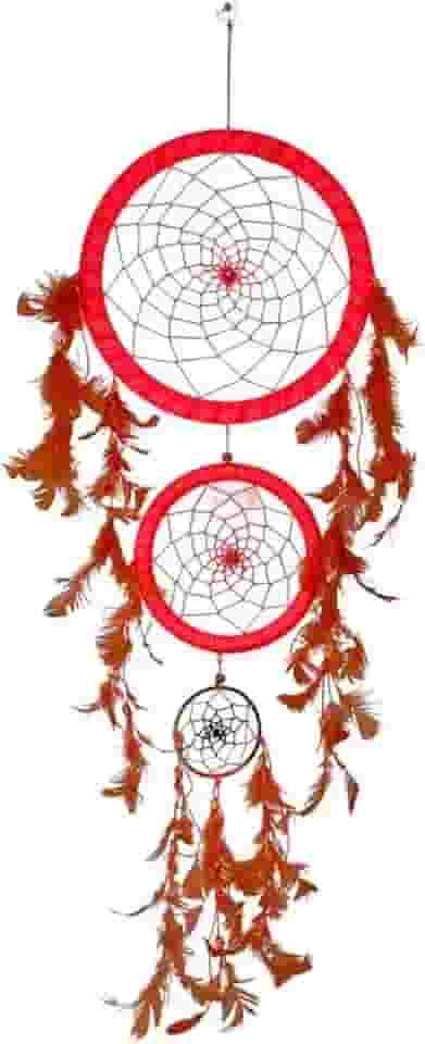 Filtro Dos Sonhos Apanhador 60 Cm Decoração Laranja