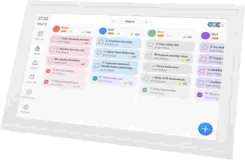 SUNGOOYUE Calendário Digital Inteligente, Porta-retratos Com Tela Sensível Ao Toque de 15,6 Espaços e Organizador Familiar para Montagem na Parede de Escritório Doméstico ou Suporte de (Branco Puro)
