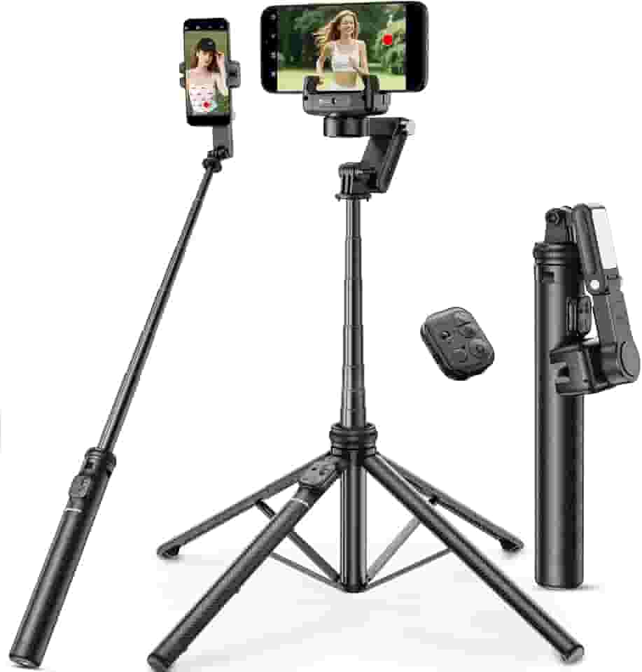 KOSCHEAL C16R Estabilizador Celular com Rastreamento Facial e Luz de Preenchimento, Gimbal para Celular Extensível 1,57m, Compatível iOS/Android, Ideal para TikTok, YouTube e Vlogs