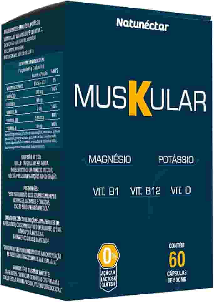 Muskular - Potássio, Vitamina D Vitamina B1 Vitamina B12 500mg 60 Cápsulas