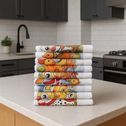 Kit 10 Panos Prato Algodão 45x75cm Econômico Durável Estampado Multiuso Limpeza Cozinha