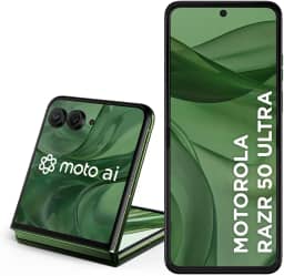 Smartphone Motorola Razr 50 Ultra - 512GB 24GB (12GB RAM+12GB Ram Boost) Tela dobrável 6,9' pOLED e externa 4' Moto AI camera IPX8 Forest Green - Silicon Leather