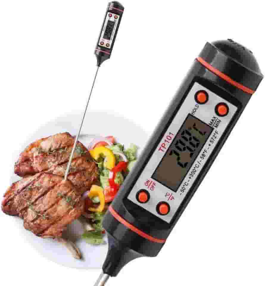 Termômetro Culinário Digital Espeto Inox 23cm -50 até 300 graus Celsius Medição Rápida e Precisa Ideal para Cozinha Líquidos Assados