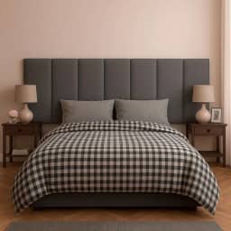 Cabeceira 8 Módulos Estofados Placa Cama Box Adesiva Queen (Cinza)