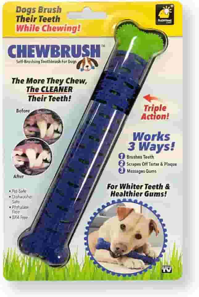 BulbHead Escova de dentes e brinquedo – Não requer pasta de dente para cães – Ótimo brinquedo de limpeza de dentes (pacote com 1)