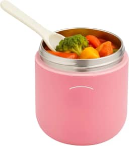 Pote Térmico Infantil 530ml Aço Inoxidável, Marmita Térmica Bebê Com Colher, Conserva 8h Quente Frio BPA Free (Rosa)