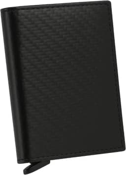 Carteira Slim de Couro Sintético com Bloqueio RFID | Antifurto, Compacta, Leve e Impermeável | 5 Compartimentos + Ejetor Automático | Estilo Minimalista e Segurança Diária