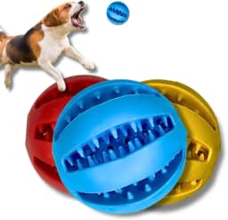 Bolinha Brinquedo Para Cachorro Cães Gato Pet Anti-Estresse/Tartaro Bola Mordedor Compartimento Para Petiscos e Ração (Azul)