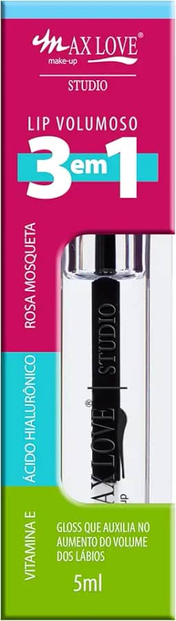 Max Love Gloss Labial Lip Volumoso 3 em 1 Cor 300 - Incolor -