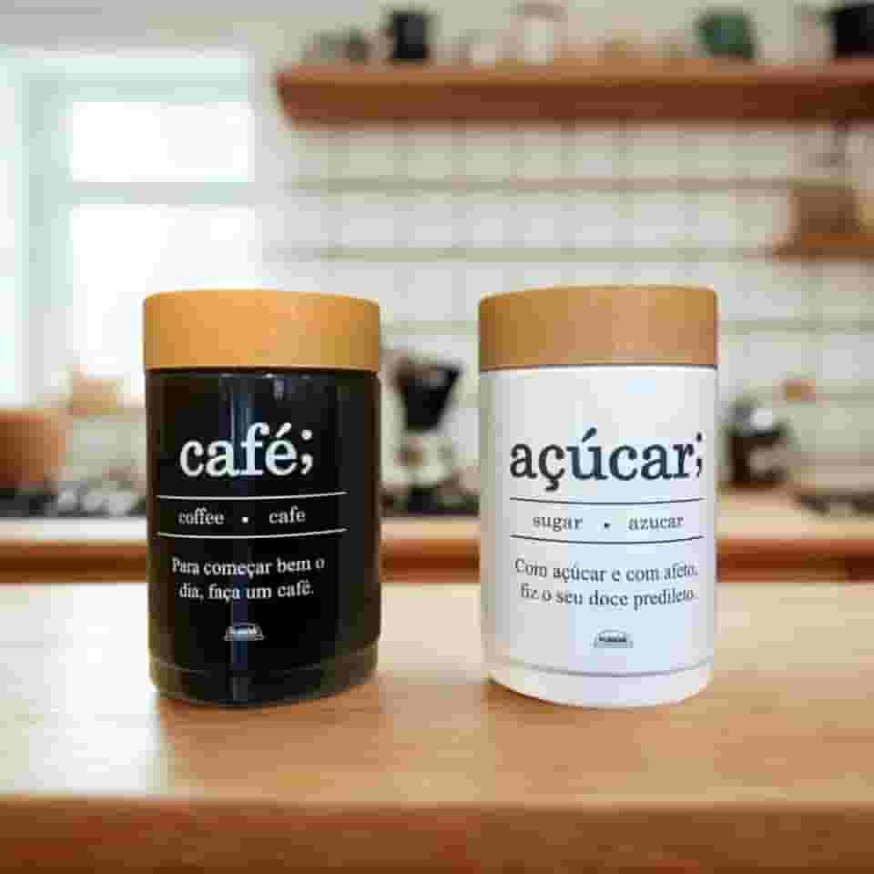 Kit 2 Potes Empilháveis Porta Café e Açúcar Alimentos Cozinha