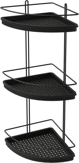 Porta Shampoo Triplo de Canto, Preto, Stolf