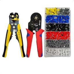 Kit Decapador de Fios Automático + Alicate Crimpador HSC8 6-4A + 1900 Terminais Tubulares