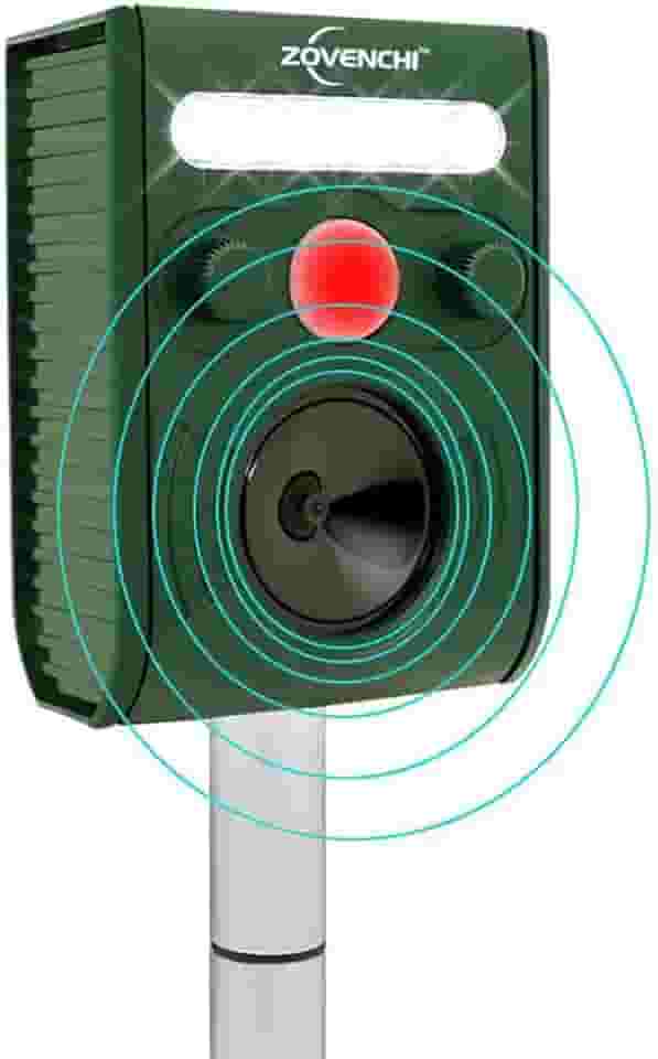 Repelente solar de animais ao ar livre, repelente ultrassônico compacto com luz estroboscópica, ativado por movimento para guaxinins, veados, esquilos, gatos, à prova d'água IP65, gramado e quintal