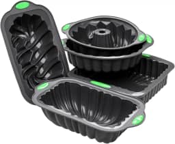 Jogo 5 Assadeira Premium Forma de Silicone para Forno air fryer com Alça de Bolo Pães Doces e Pudim