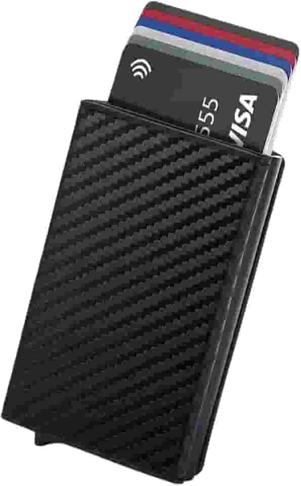 Carteira Porta Cartão Slim Antifurto Pop Up Automática em Couro com Proteção RFID, Ejeção Instantânea e Design Compacto