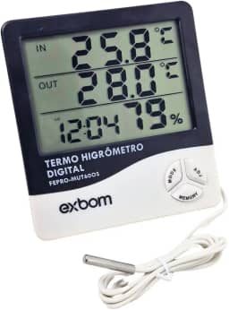 Termômetro Digital Termo Higrômetro com Sensor Externo Medidor Temperatura e Umidade Digital com Cabo de 90 cm Original