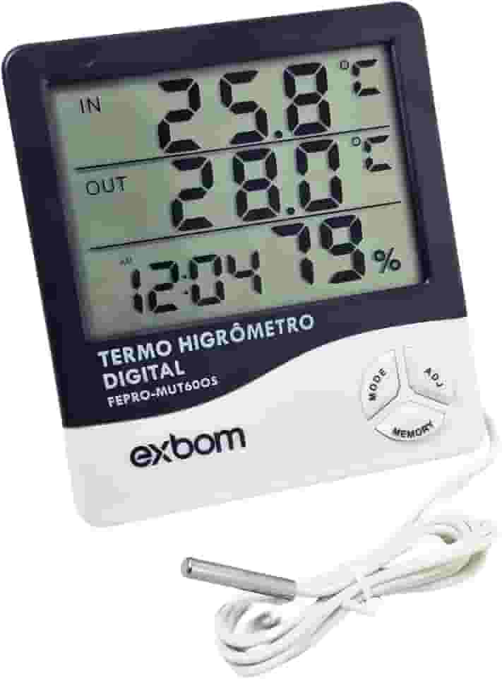 Termômetro Digital Termo Higrômetro com Sensor Externo Medidor Temperatura e Umidade Digital com Cabo de 90 cm Original