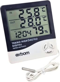 Termômetro Digital Termo Higrômetro com Sensor Externo Medidor Temperatura e Umidade Digital com Cabo de 90 cm Original