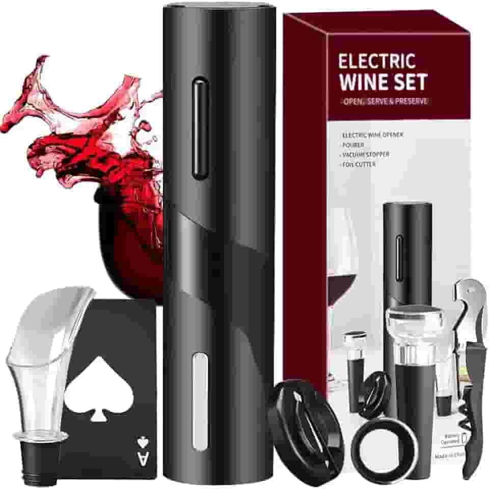 Abridor de Vinho Eletrico - Saca Rolhas Vinho Eletrico Kit Abridor de Garrafa 7 em 1 Presente Masculino Criativode Papel Alumínio Acessórios Ideal para Cozinha, Bar, Festa, Restaurante