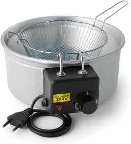 Fritadeira Elétrica Industrial Redonda 5 L Aço Inoxidável (110, Volts)