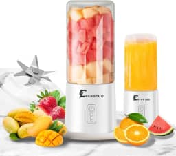 Liquidificador, Mixer e Batedeira! Copo de Vidro 400ML, 120W de Potência, 10 Lâminas Multiuso,Perfeito para Sucos, Vitaminas, Açaí e Vegetais (Branco)