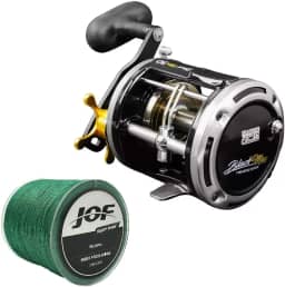 Carretilha Pesca Perfil Alto Black Max 30 e Linha Multi 300m