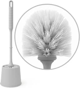 Escova CINZA Sanitária com Suporte, escovinha de limpeza para privada, limpa vaso, Modelo para Banheiro, Suite e Lavabo
