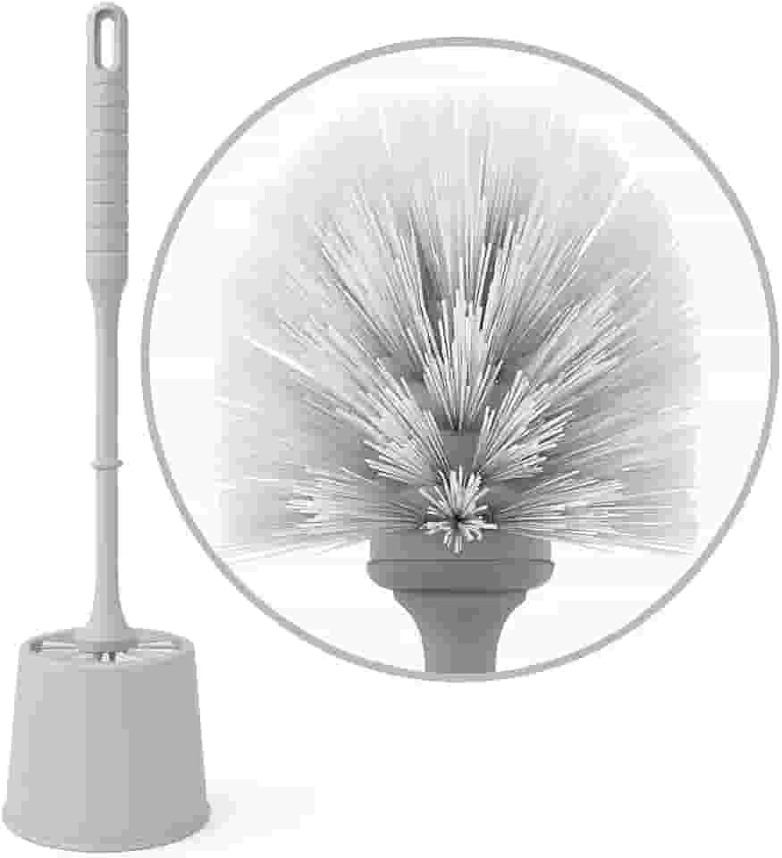 Escova CINZA Sanitária com Suporte, escovinha de limpeza para privada, limpa vaso, Modelo para Banheiro, Suite e Lavabo