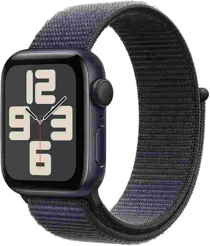 Apple Watch SE GPS • Caixa meia-noite de alumínio – 40 mm • Pulseira loop esportiva tinto