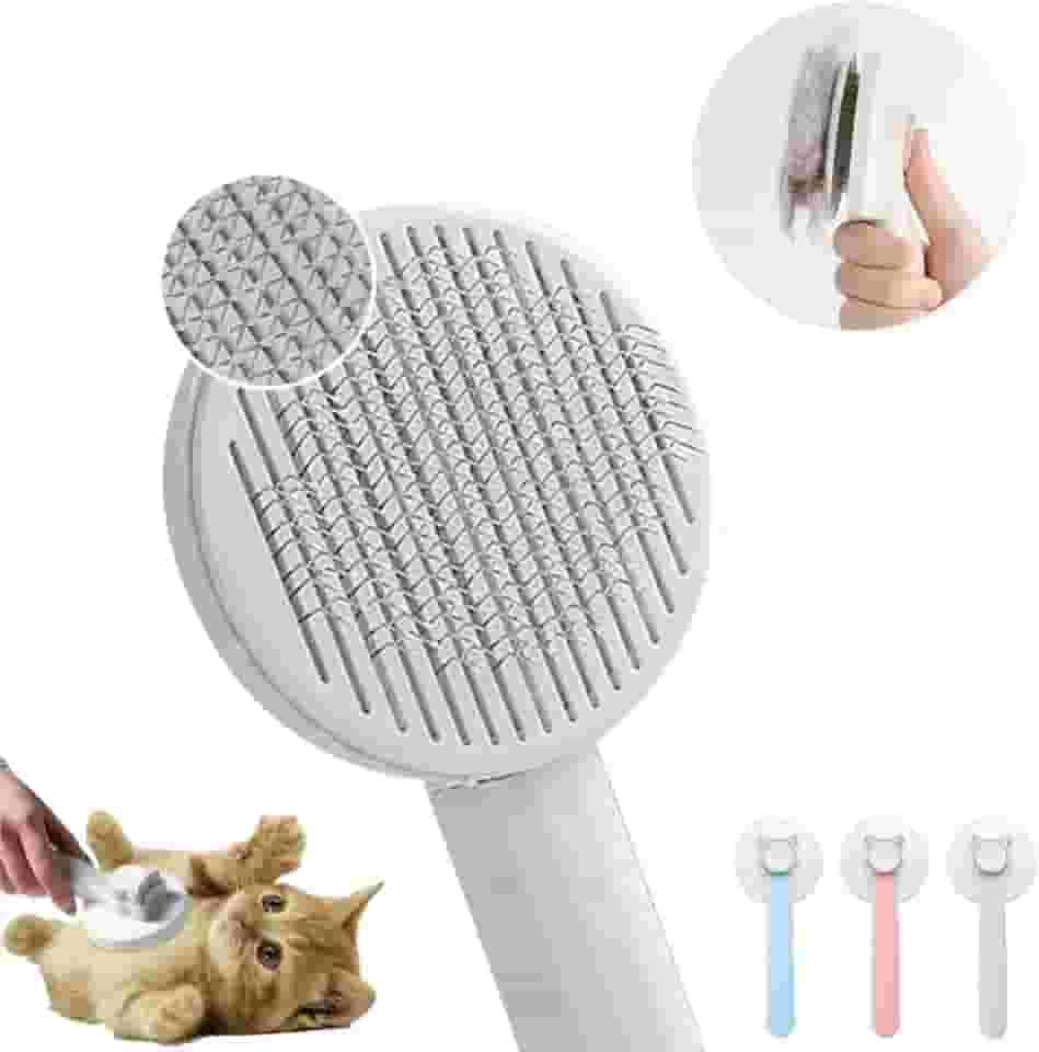 Rasqueadeira Limpa Fácil Escova Tira Pelos Pet, escova para gatos, escovas de limpeza autolimpantes para queda e cuidados pelos removem soltos Escova Mágica Pet (Rosa Bebê)