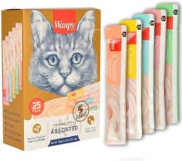 Petisco para gatos Wanpy Creamy Sabores Sortidos Pacote com 25 tubos de 14g - 350g