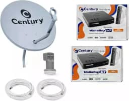 Kit Antena Parabólica Century 60cm, Receptor Mídia Box B7, 2 Cabos Coaxiais 15m e LNBF Duplo