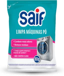 Limpa Máquinas De Lavar Em Pó Saif 80G, Saif, Higienizador De Máquina De Lavar Roupa, Azul Turquesa, Limpa As Partes Externa E Interna Do Tambor, Facilitando Sua Vida, Maximizando Toda Limpeza