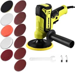 Politriz Automotiva Profissional 600W 127V Eletrica Polidor 20 Velocidades Ajustáveis 3000RPM 125mm para Polir Encerar e Remover Arranhões em Carros Motos Mármore e Madeira