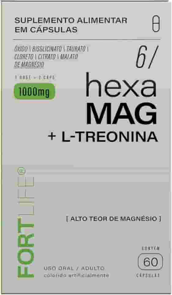 Magnésio (Oxido, Bisglicinato, Taurato, Cloreto, Citrato, Malato) Hexa Mag + L-Treonina 60 Cápsulas | Magnésio com Alta Absorção | Força Muscular, Energia e Relaxamento | Suplemento Premium
