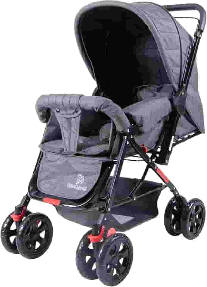 Carrinho Bebê Passeio Tipo Berço Multifuncional Preto Mescla Bambinelli