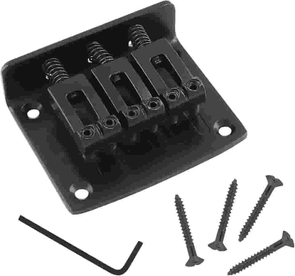 Ponte de guitarra preta ajustável de 3 cordas, com carga superior fixa de metal para guitarra, ponte fixa, ponte rígida, peças de guitarra para guitarra de 3 cordas