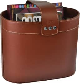 Porta Revista / Revisteiro LUX em Couro (Pinhão)